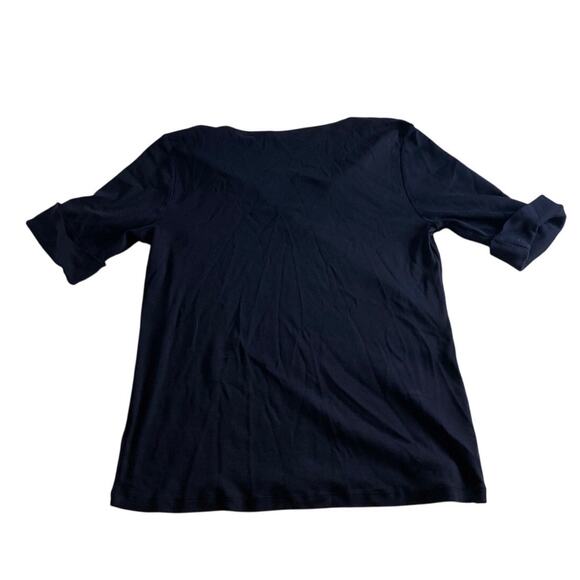 Classic Minimalist Navy Blue Cotton V-Neck Tee Lauren Ralph Lauren XL - Picture 7 of 7